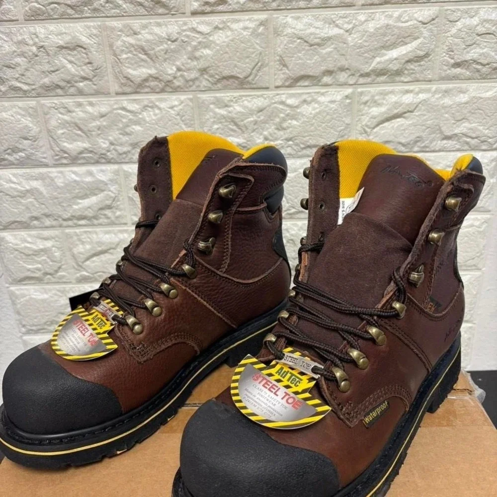 Ad Tec Men's 6in Waterproof Full Grain Tumbled Leather Certified Work Boots